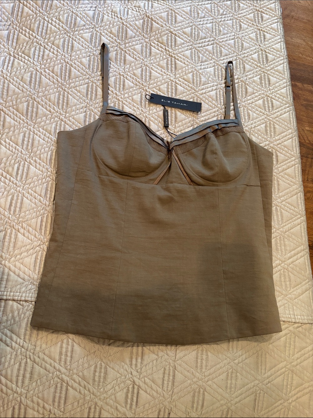 Elie Tahari Olive Green Bustier Cami Top